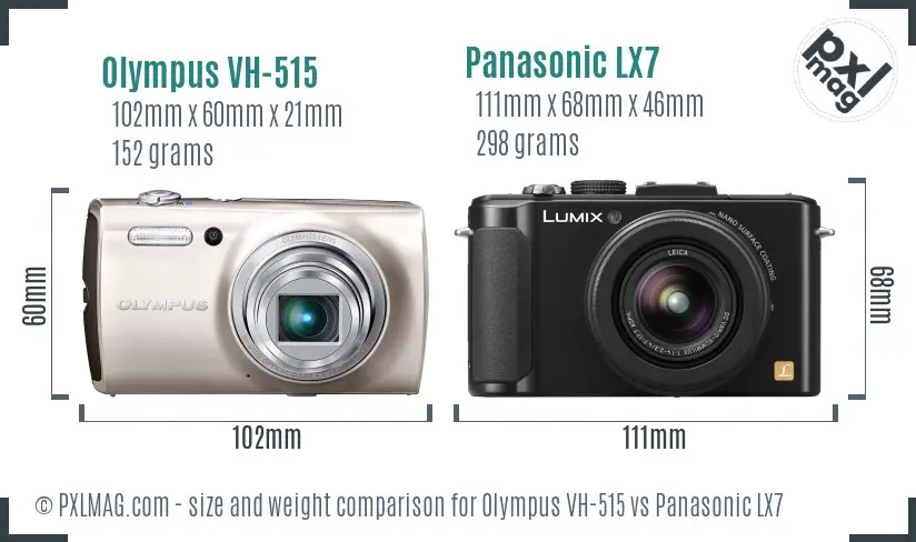 Olympus VH-515 vs Panasonic LX7 size comparison