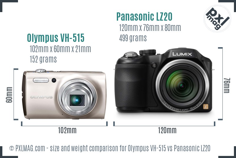Olympus VH-515 vs Panasonic LZ20 size comparison