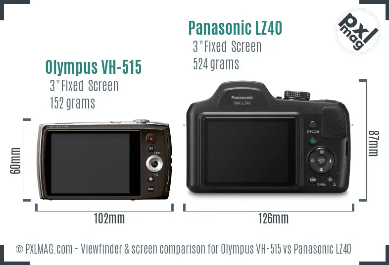 Olympus VH-515 vs Panasonic LZ40 Screen and Viewfinder comparison