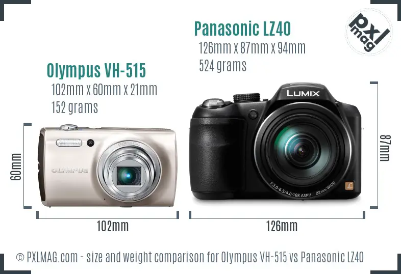 Olympus VH-515 vs Panasonic LZ40 size comparison