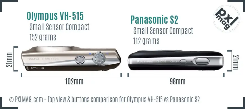 Olympus VH-515 vs Panasonic S2 top view buttons comparison Olympus VH-515 vs Panasonic S2 top view buttons comparison