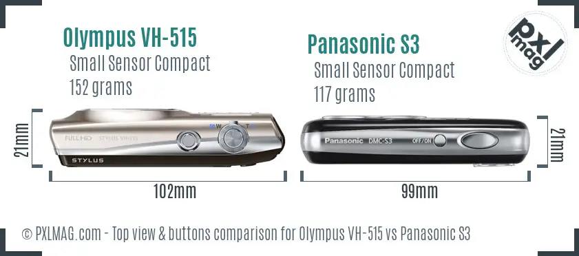 Olympus VH-515 vs Panasonic S3 top view buttons comparison Olympus VH-515 vs Panasonic S3 top view buttons comparison