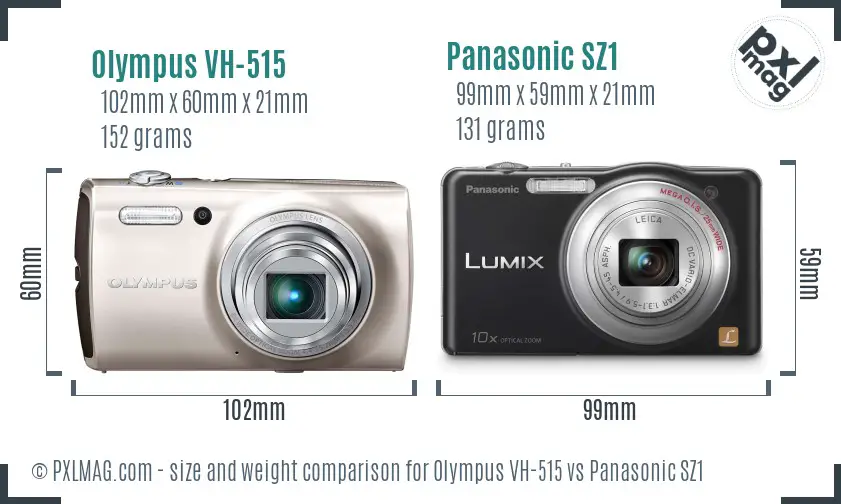 Olympus VH-515 vs Panasonic SZ1 size comparison