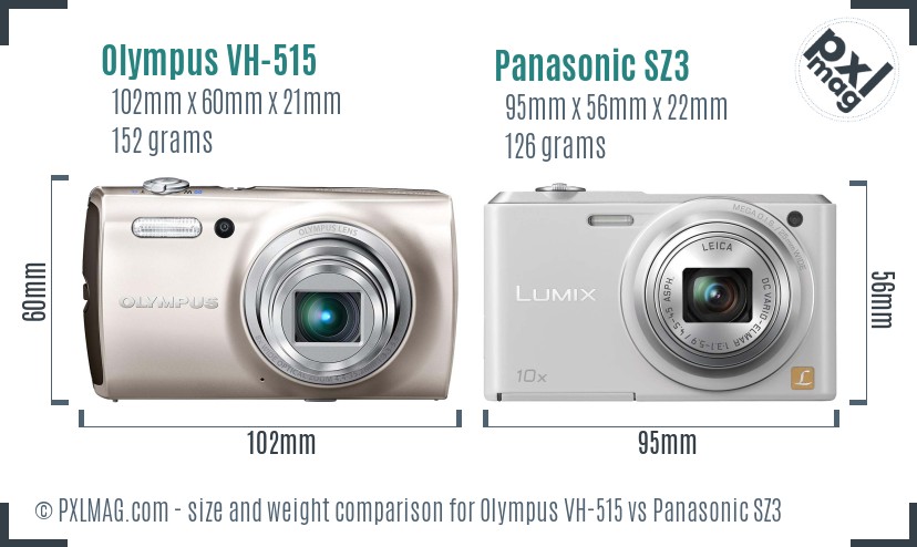 Olympus VH-515 vs Panasonic SZ3 size comparison Olympus VH-515 vs Panasonic SZ3 size comparison