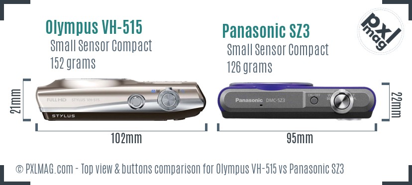 Olympus VH-515 vs Panasonic SZ3 top view buttons comparison