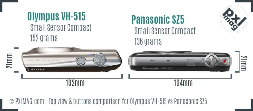 Olympus VH-515 vs Panasonic SZ5 top view buttons comparison