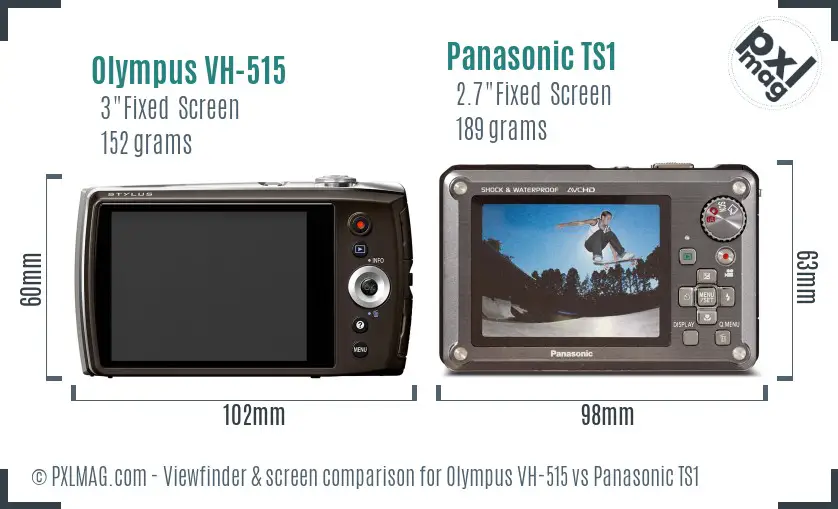 Olympus VH-515 vs Panasonic TS1 Screen and Viewfinder comparison