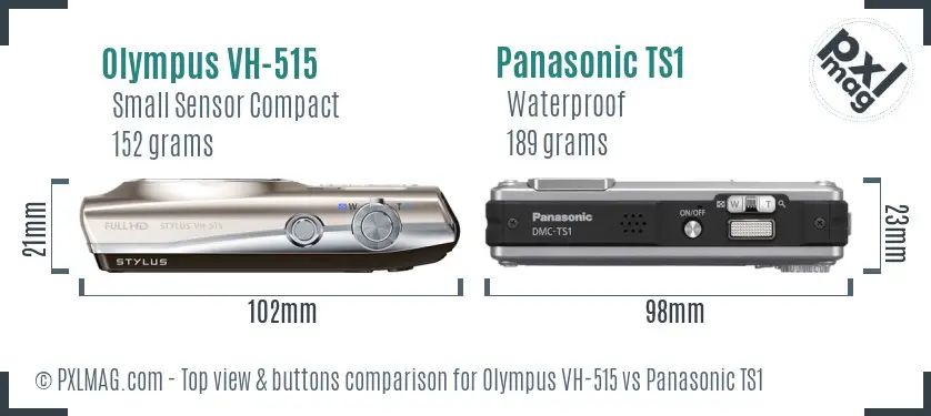 Olympus VH-515 vs Panasonic TS1 top view buttons comparison