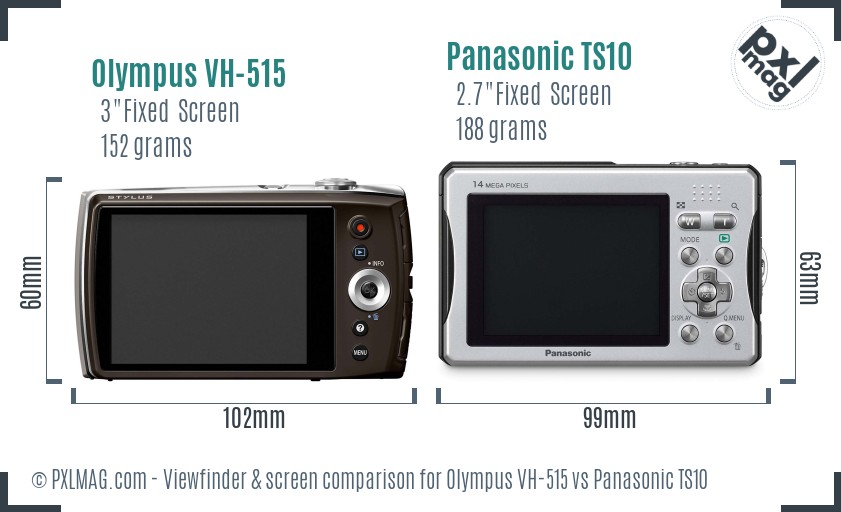 Olympus VH-515 vs Panasonic TS10 Screen and Viewfinder comparison