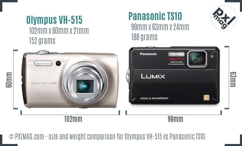 Olympus VH-515 vs Panasonic TS10 size comparison