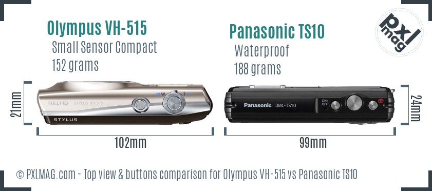 Olympus VH-515 vs Panasonic TS10 top view buttons comparison
