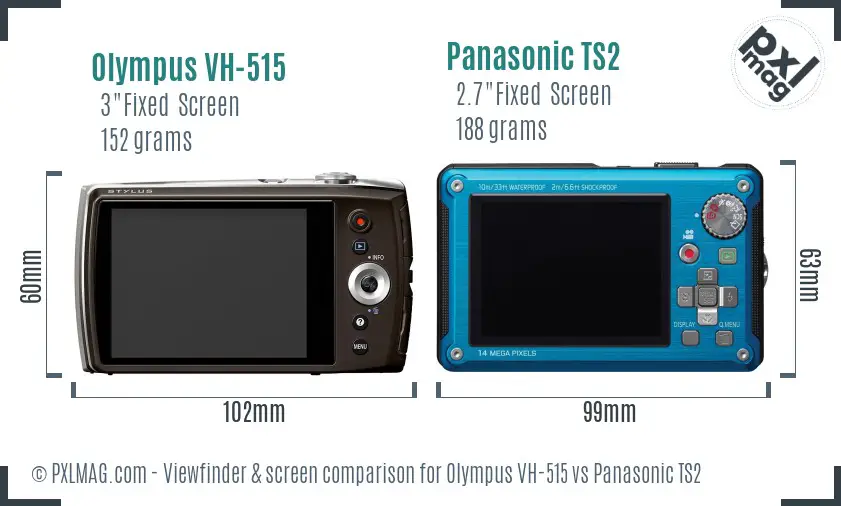 Olympus VH-515 vs Panasonic TS2 Screen and Viewfinder comparison