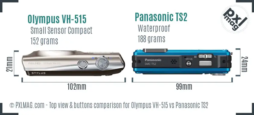 Olympus VH-515 vs Panasonic TS2 top view buttons comparison