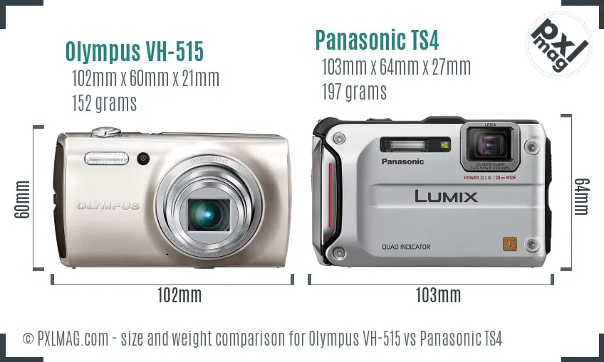 Olympus VH-515 vs Panasonic TS4 size comparison