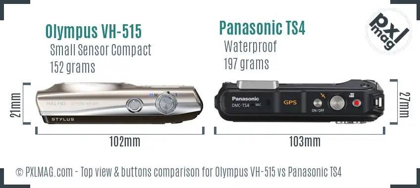 Olympus VH-515 vs Panasonic TS4 top view buttons comparison