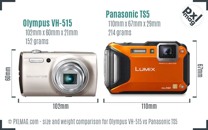 Olympus VH-515 vs Panasonic TS5 size comparison