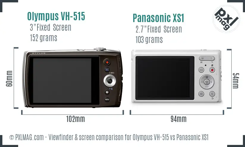 Olympus VH-515 vs Panasonic XS1 Screen and Viewfinder comparison