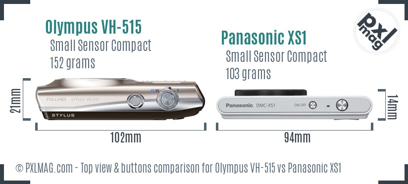Olympus VH-515 vs Panasonic XS1 top view buttons comparison