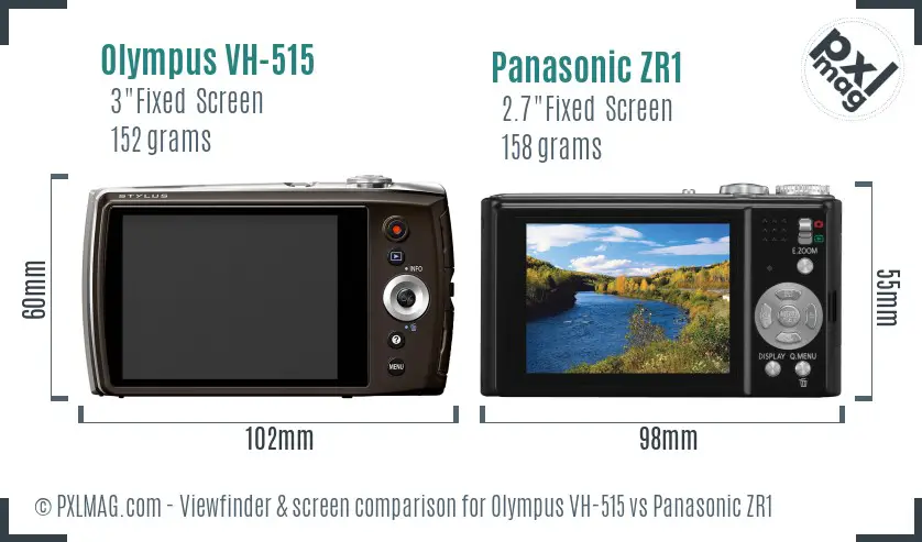 Olympus VH-515 vs Panasonic ZR1 Screen and Viewfinder comparison