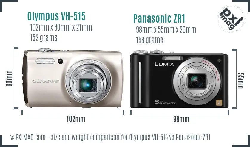 Olympus VH-515 vs Panasonic ZR1 size comparison