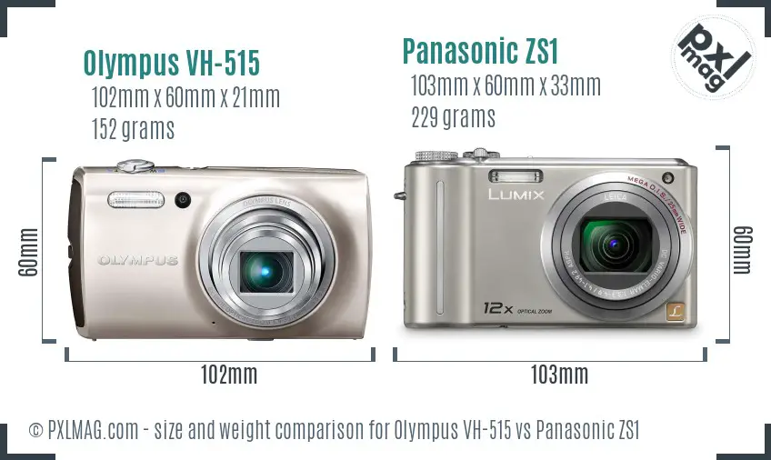 Olympus VH-515 vs Panasonic ZS1 size comparison