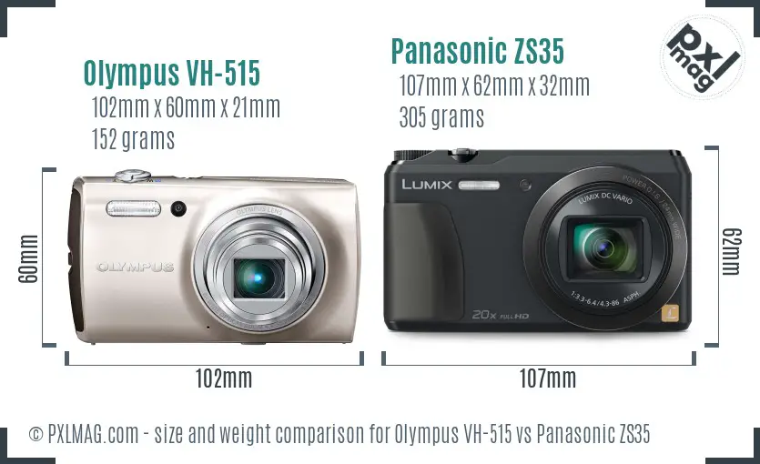 Olympus VH-515 vs Panasonic ZS35 size comparison