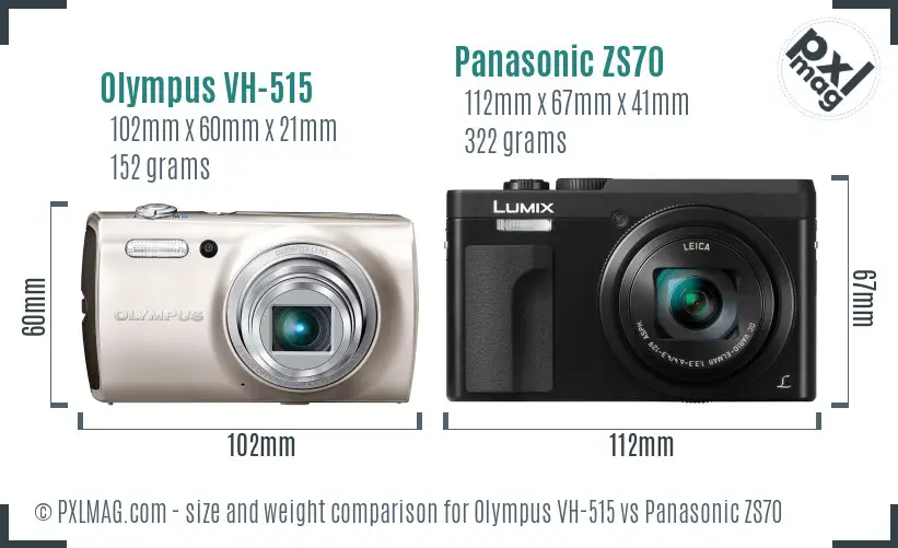 Olympus VH-515 vs Panasonic ZS70 size comparison