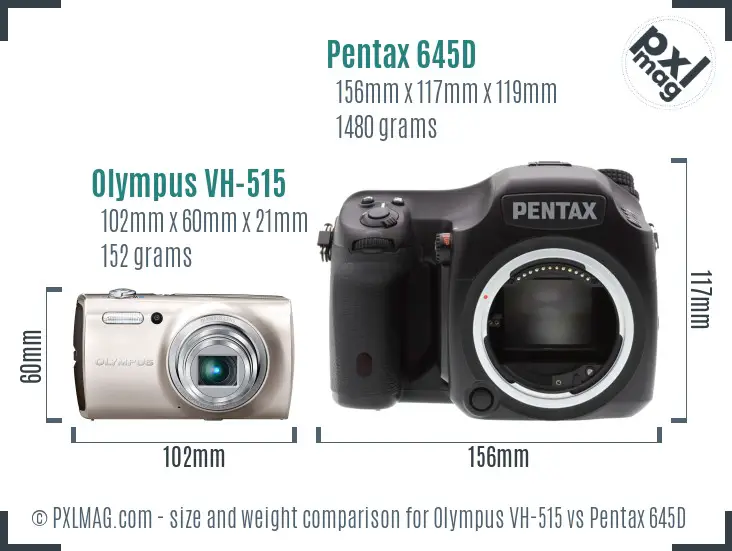 Olympus VH-515 vs Pentax 645D size comparison