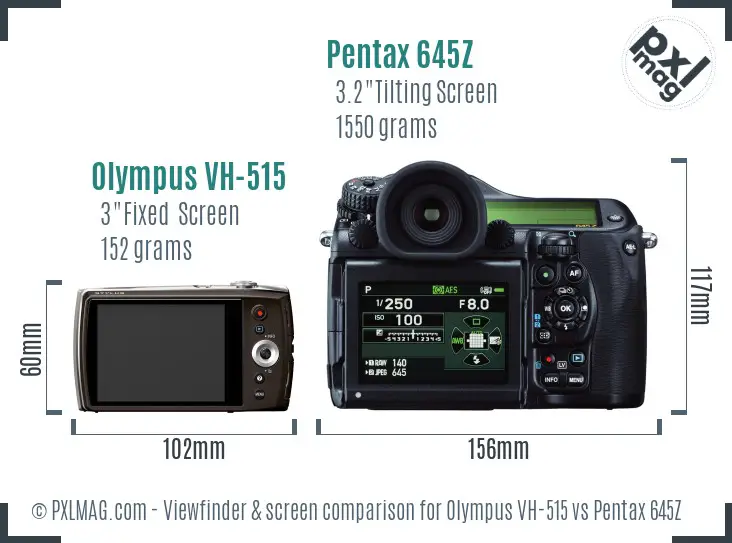 Olympus VH-515 vs Pentax 645Z Screen and Viewfinder comparison
