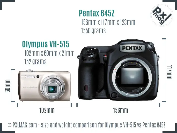 Olympus VH-515 vs Pentax 645Z size comparison