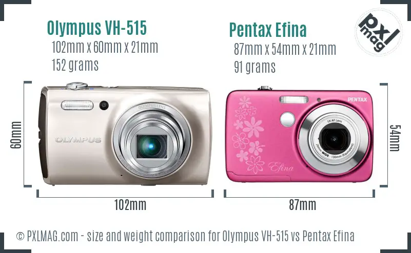 Olympus VH-515 vs Pentax Efina size comparison