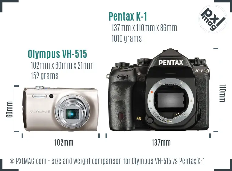 Olympus VH-515 vs Pentax K-1 size comparison