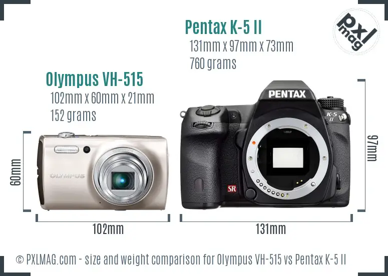 Olympus VH-515 vs Pentax K-5 II size comparison