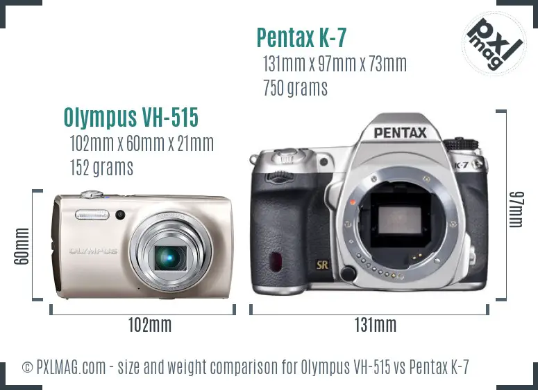 Olympus VH-515 vs Pentax K-7 size comparison