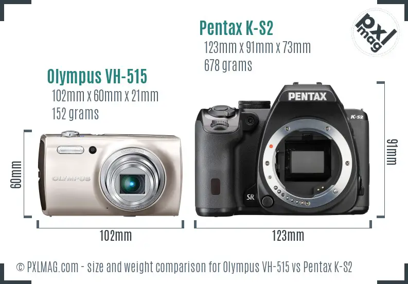 Olympus VH-515 vs Pentax K-S2 size comparison