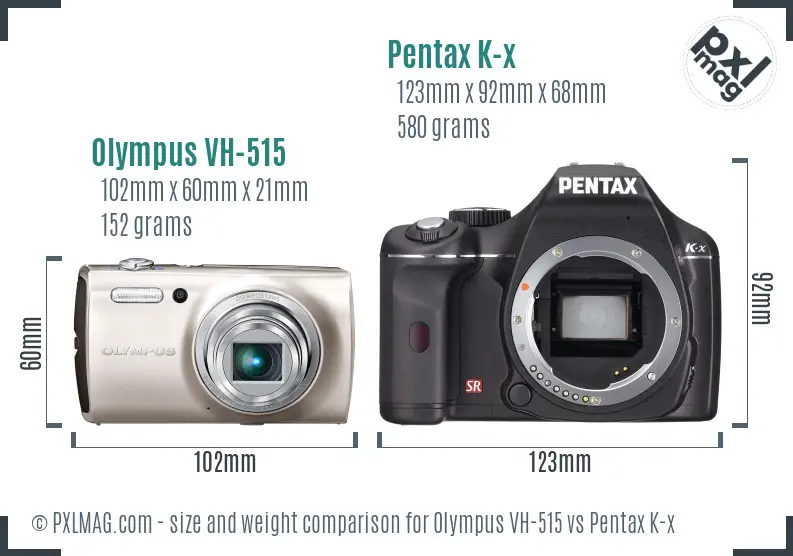 Olympus VH-515 vs Pentax K-x size comparison