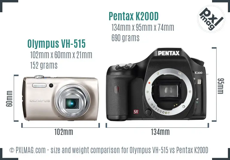 Olympus VH-515 vs Pentax K200D size comparison