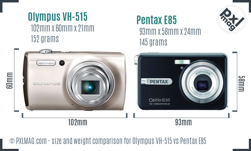 Olympus VH-515 vs Pentax E85 size comparison