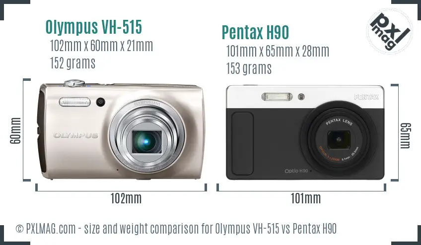 Olympus VH-515 vs Pentax H90 size comparison