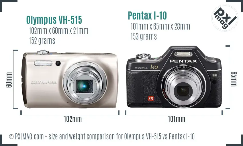 Olympus VH-515 vs Pentax I-10 size comparison