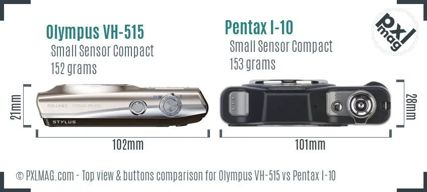 Olympus VH-515 vs Pentax I-10 top view buttons comparison