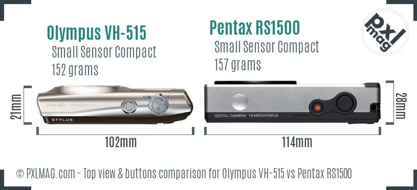 Olympus VH-515 vs Pentax RS1500 top view buttons comparison