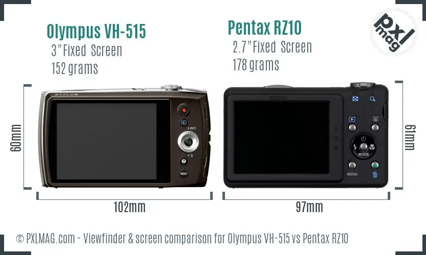 Olympus VH-515 vs Pentax RZ10 Screen and Viewfinder comparison