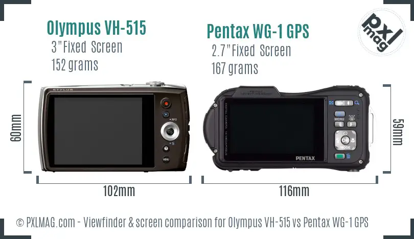 Olympus VH-515 vs Pentax WG-1 GPS Screen and Viewfinder comparison