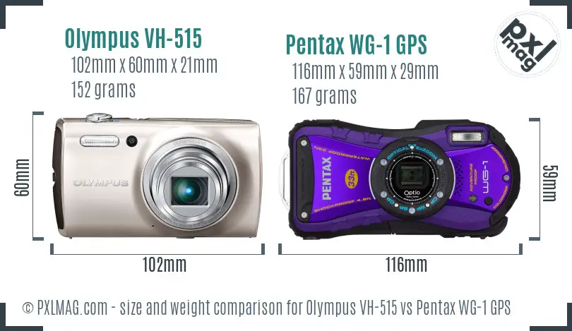 Olympus VH-515 vs Pentax WG-1 GPS size comparison