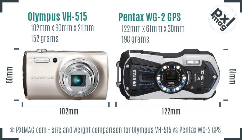 Olympus VH-515 vs Pentax WG-2 GPS size comparison