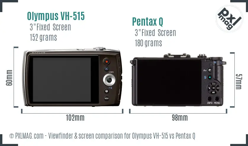 Olympus VH-515 vs Pentax Q Screen and Viewfinder comparison