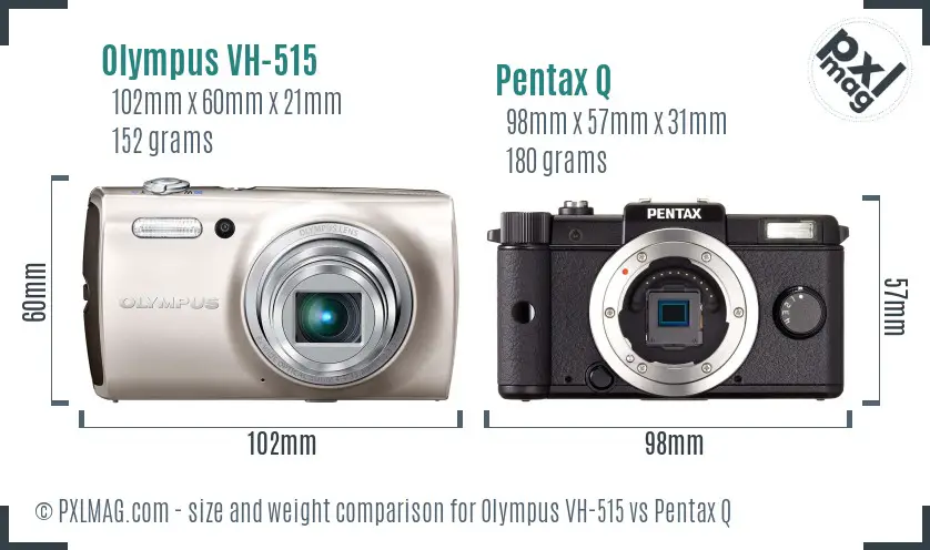 Olympus VH-515 vs Pentax Q size comparison