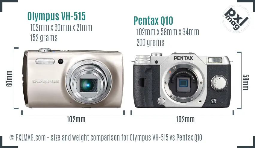 Olympus VH-515 vs Pentax Q10 size comparison