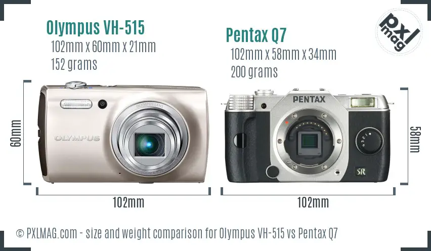 Olympus VH-515 vs Pentax Q7 size comparison